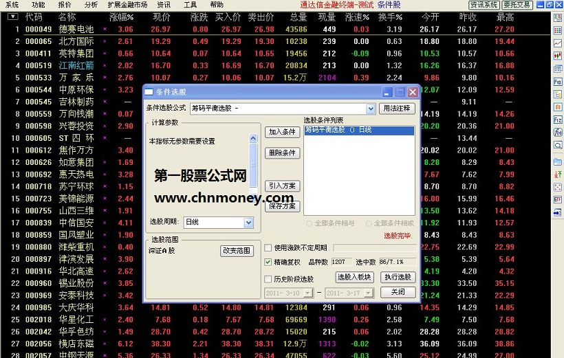 筹码平衡选股公式－－源码无加密限时附图