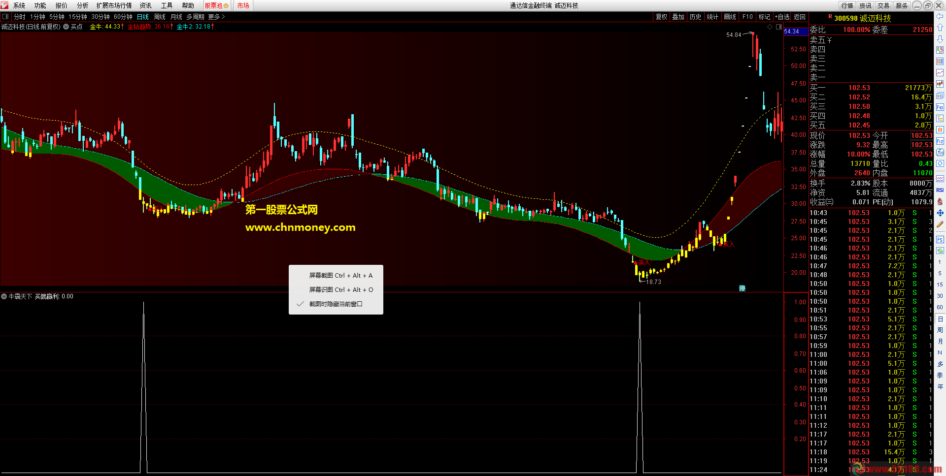 通达信公式牛霸天下抄底副图成功率很高附测试图指标