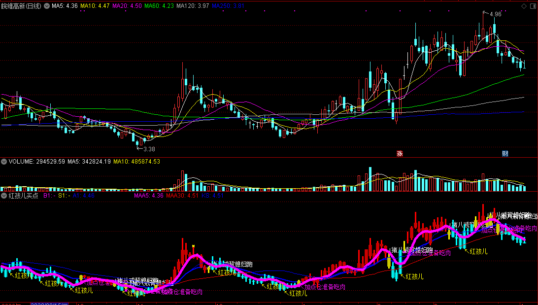 红孩儿买点指标（主图 通达信 贴图）配合成交量很靠谱，但需掌握好量价关系