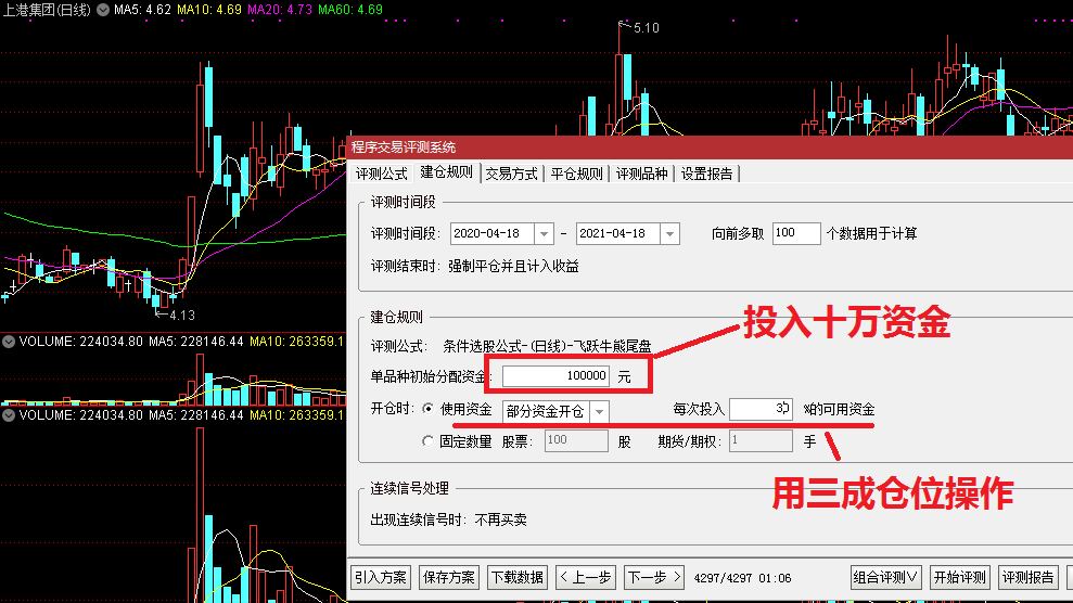 飞跃牛熊尾盘买进操盘指标（副图 通达信 截图）选择尾盘竞价介入，三成仓胜率高达93%