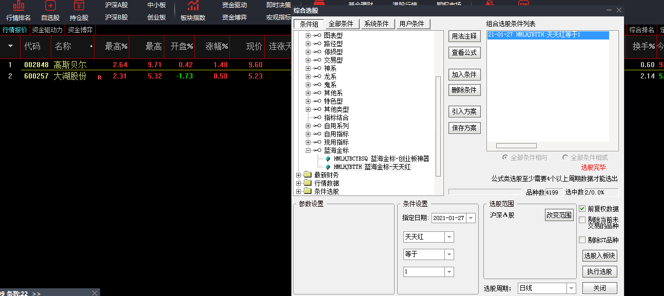 98.5%胜率 今买明卖【天天红】金钻指标 通信达超精准金标公式