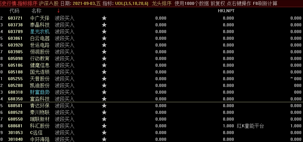 龙头排序主图/排序指标 选出共振股票 通达信 源码 无未来函数