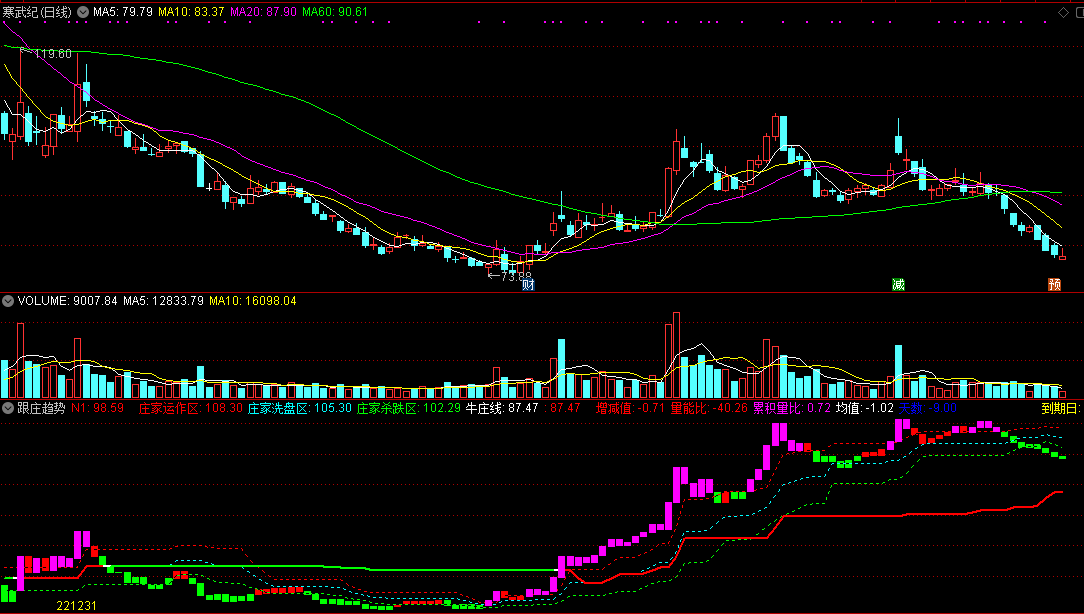 跟庄趋势副图指标 庄家运作区跟上庄家 通达信 源码 实测图