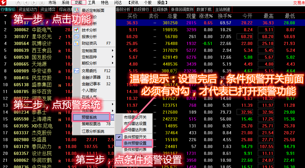 【强势参与预警】辅助【量能助手】实时预警，出预警高涨停次日高连板，实时秒擒妖股！