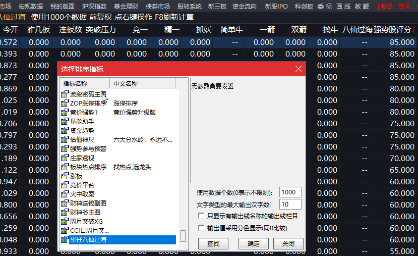 华仔大神竞价排序之八仙过海 通达信排序副图 不加密