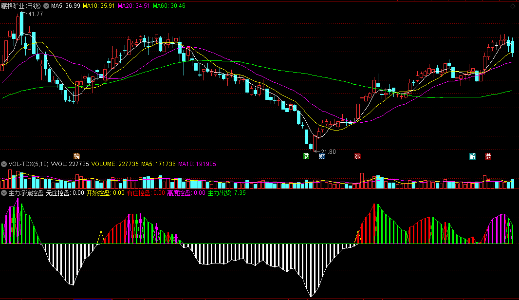通达信【主力净流控盘】副图指标