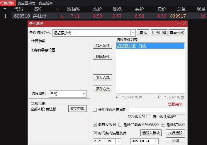 超超强抄底副图/选股指标 只看效果 别的不说 昨天大跌选出一只今天最高得8个点 通达信 源码