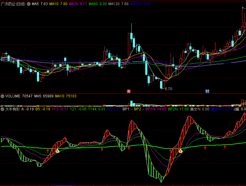 〖大牛有形〗副图指标 量能与K线共振 联动出击 最强预警 通达信 源码