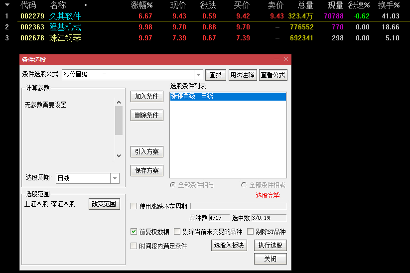 隆重推出〖涨停晋级擒龙板竞价选股器〗副图/选股指标 胜率很高 介意绕道 解除完全加密 通达信 源码