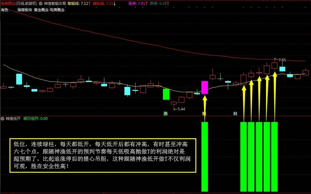 〖神渔低开〗副图指标 给资金安全加个小保险 一款预判明天开盘会大概率低开的神器级指标 通达信 源码