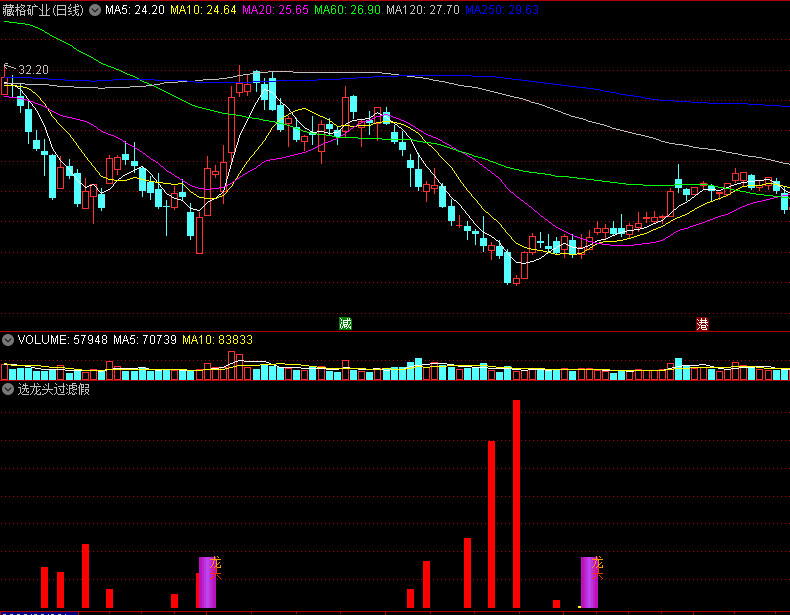 〖选龙头过滤假信号〗副图/选股指标 底部放量追涨类公式 紫色龙头信号预示行情来了 通达信 源码