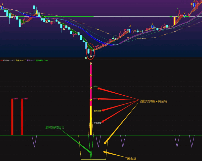〖金牛VIP抄底〗副图指标 反转胜率很高 买到历史大底 通达信 源码