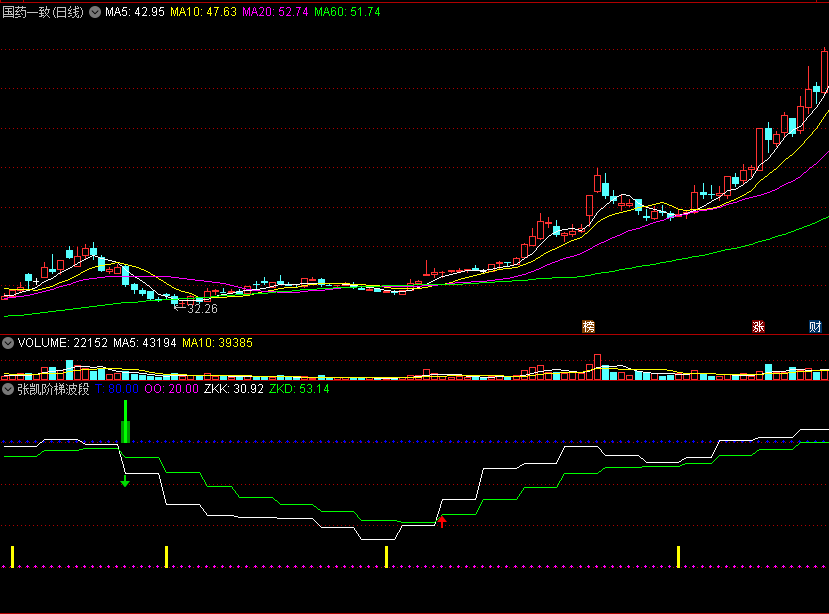 〖张凯阶梯波段〗副图指标 做趋势参考用 用到#WEEK数据函数 通达信 源码