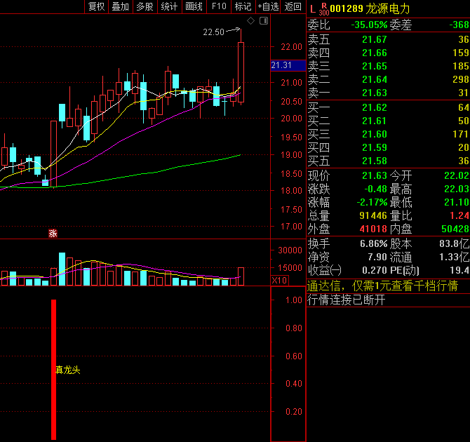 〖真龙头〗副图/选股指标 抓强反弹股 有未来函数 通达信 源码