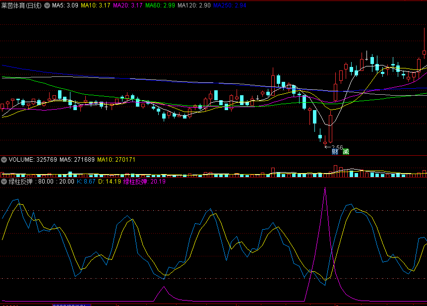 〖绿柱反弹〗副图指标 紫色信号超60以上较好 反弹概率大 通达信 源码