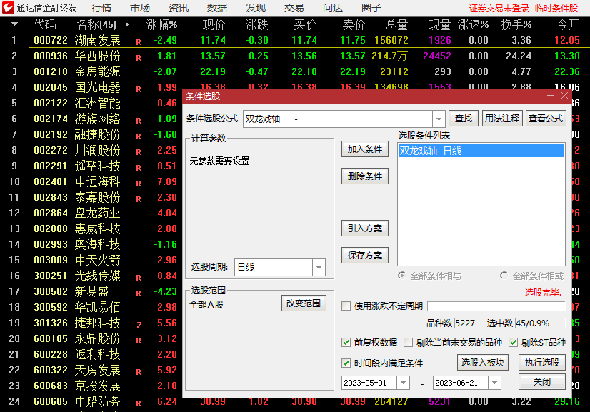 〖双龙戏轴〗副图/选股指标 神龙线上抓妖 抓到京投发展、华西股份等牛股 无未来函数 通达信 源码