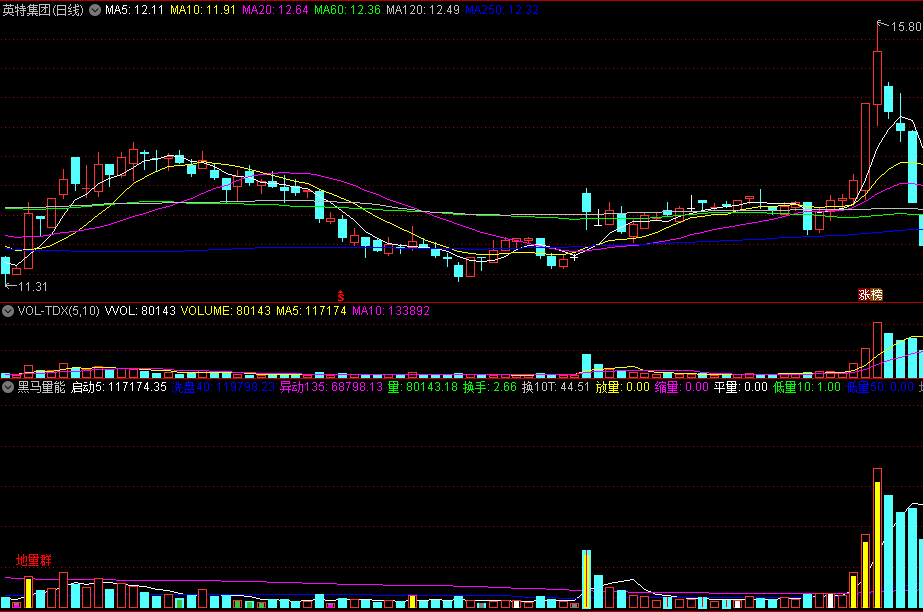 〖黑马量能〗副图/选股指标 黄金柱 将军柱 地量等信号 通达信 源码