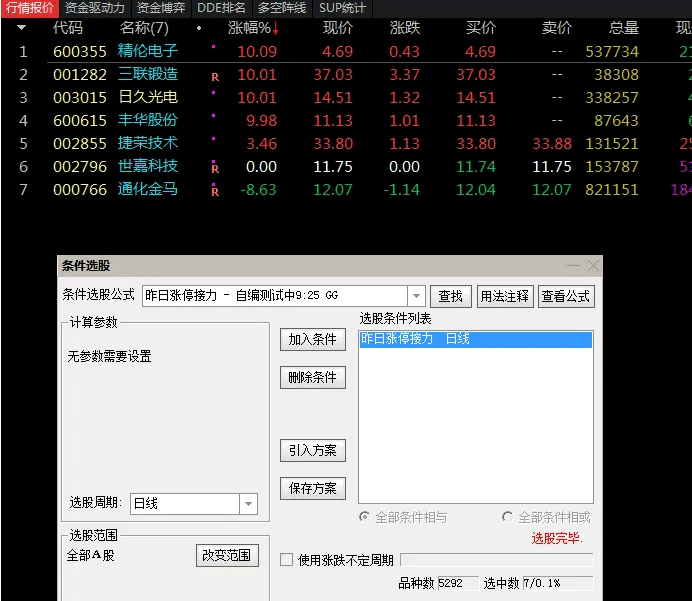 〖昨日涨停接力〗竞价选股器指标 每天出票少而精 助你选牛股 通达信 源码