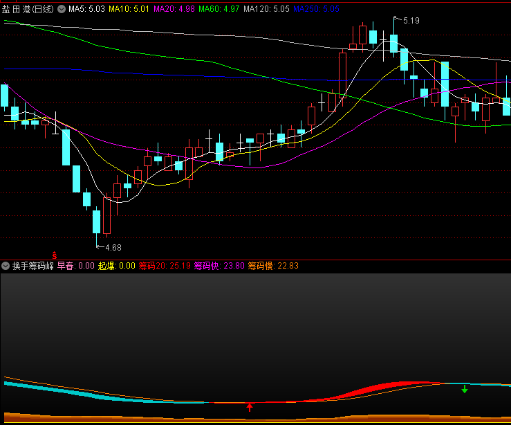 〖换手筹码峰〗副图指标 筹码转换过程 主力吸筹洗盘拉升出货全过程一览无遗 通达信 源码