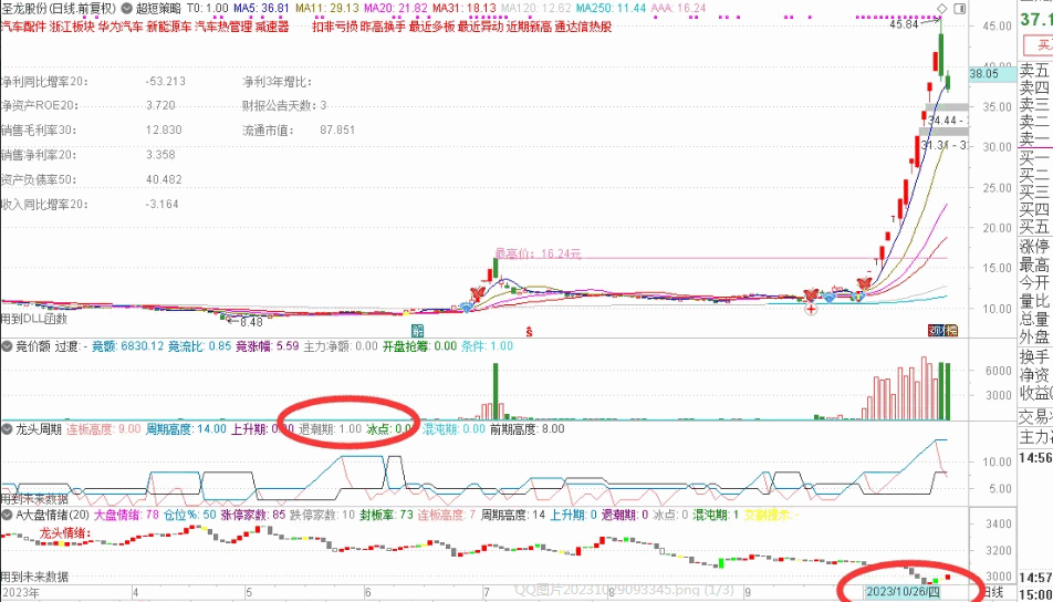 自创〖龙头周期提示〗副图指标 显示结果为市场连板高度 龙头股的周期高度 通达信 源码