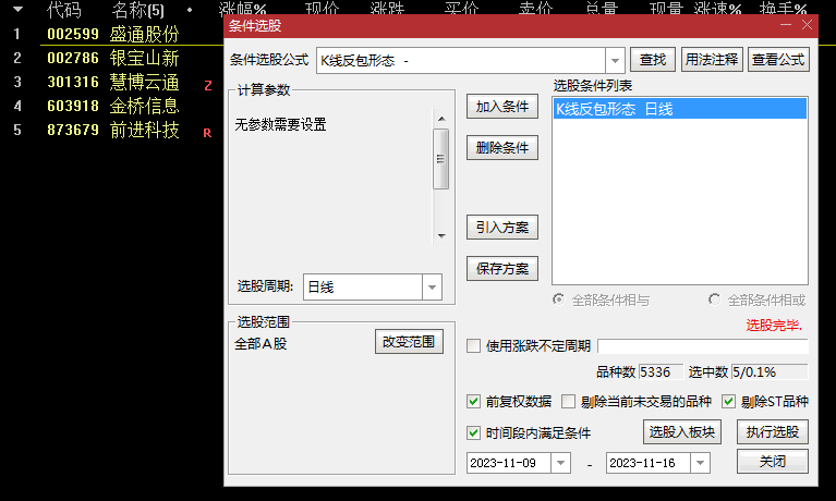 〖K线反包形态〗副图/选股指标 今天K线实体把昨天的阴线实体都吃掉了 通达信 源码