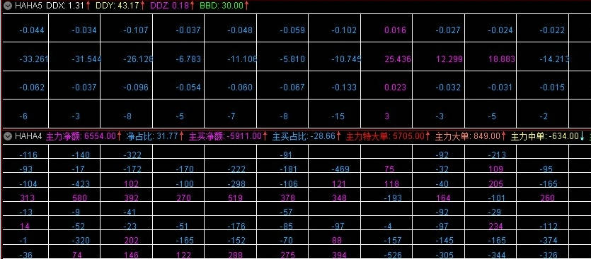 〖主力净额〗副图+〖主买净额〗副图指标 DDX+DDY+DDZ+BBD 通达信 源码