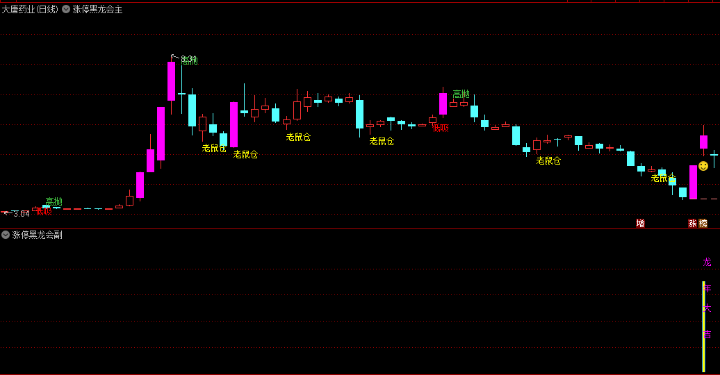 〖涨停黑龙会套装〗主图/副图/选股指标 高抛/低吸/老鼠仓等提示 通达信 源码