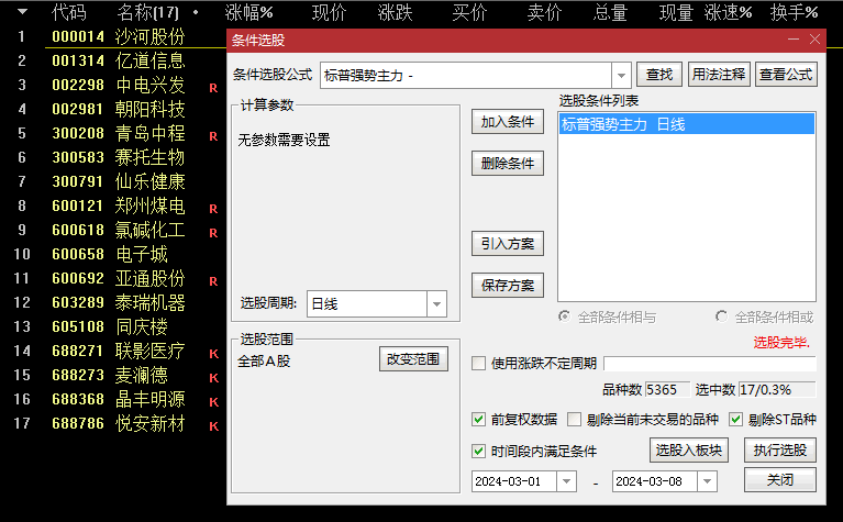 今选〖标普强势主力〗副图/选股指标 短线波段大利器大结合 无未来函数 通达信 源码