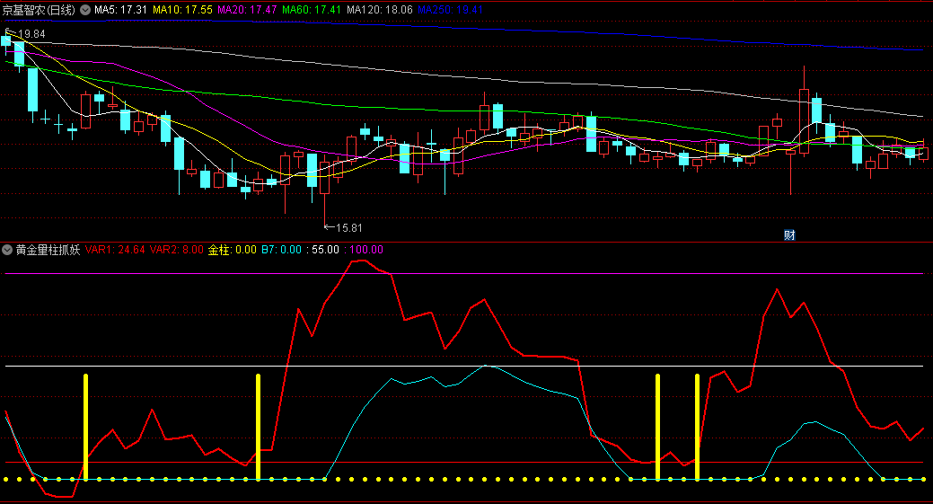〖黄金量柱抓妖〗副图指标 橙色柱子出现 大概率反弹 通达信 源码