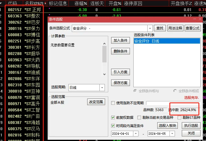 〖国九考核评分〗副图/选股指标指标 年份/报告期取值 安全评分A 源码分享 通达信 源码