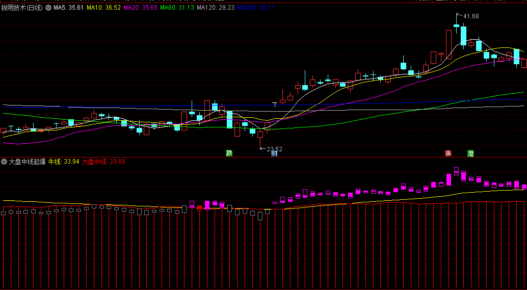 〖大盘中线起爆〗副图指标 某软价值不菲的副图之一 相似度99% 通达信 源码