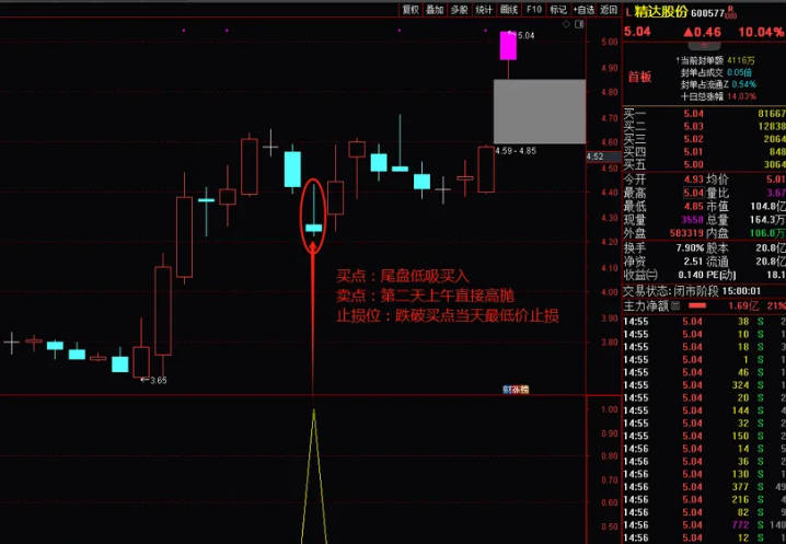 〖尾盘午餐肉〗副图/选股指标 今天买明天卖 无未来函数 通达信 源码