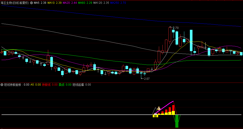 【短线持股追板】副图指标，紫色线出现，是短线起爆信号，可以追击！
