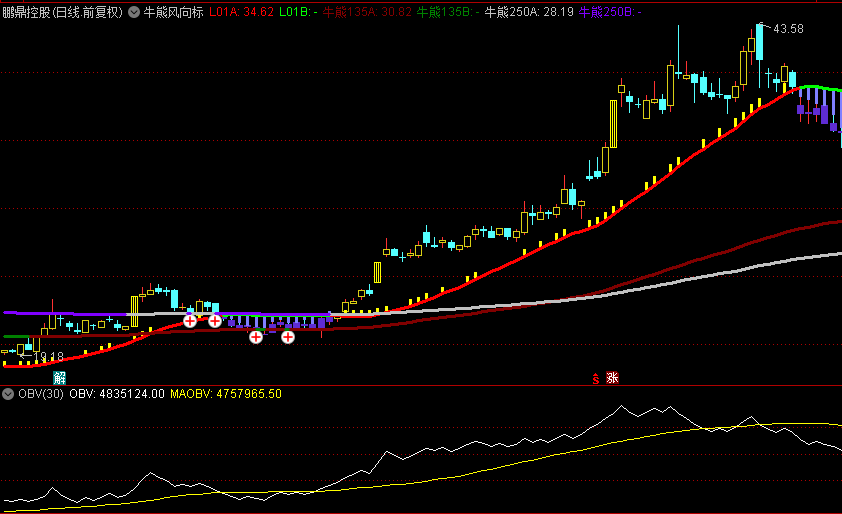【牛熊风向标】主图指标，捕捉多空力量微妙变化，蓝黄K线演绎牛熊更迭！