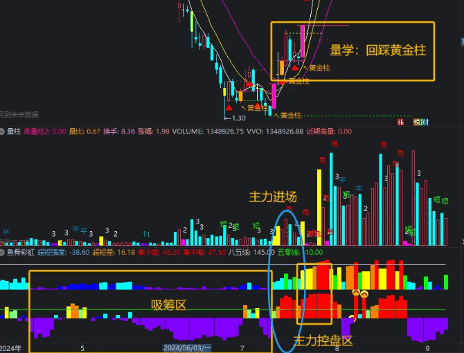 核心精品【鱼骨彩虹】副图指标，鱼骨排序升级版，迅速锁定涨停，看盘一目了然！