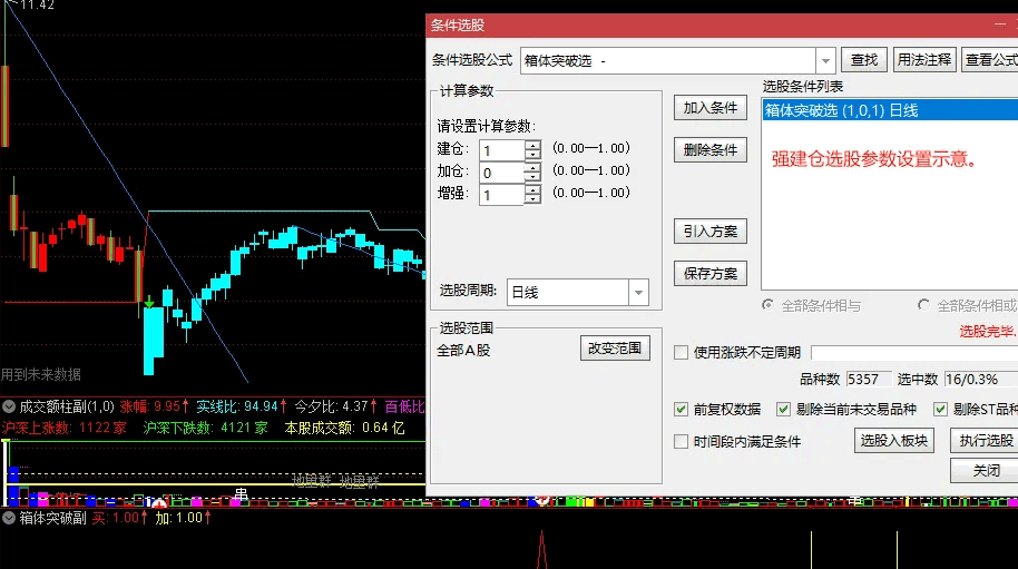 【突破箱体套装】主图/副图/选股指标，青色折线变为红色支撑线后，突破它就可以加仓！