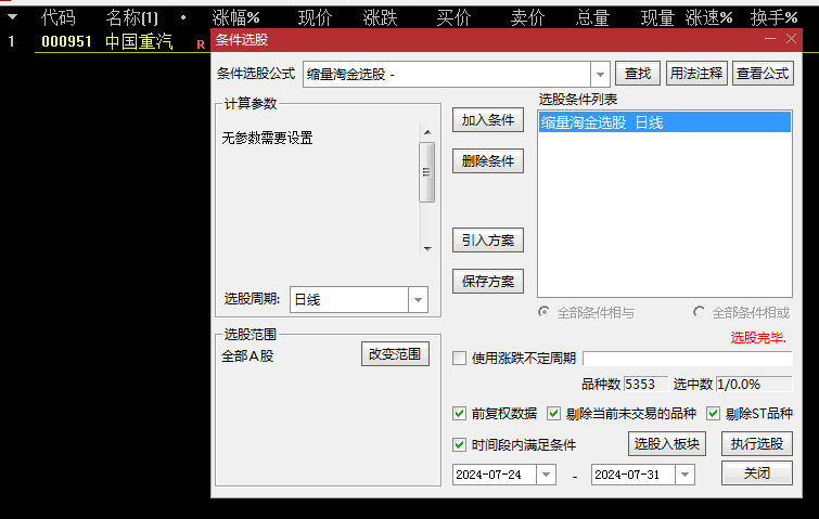 精品【缩量淘金】副图/选股指标，融合量价精髓，源自金钻指标的改良版，选股与副图功能一体化！