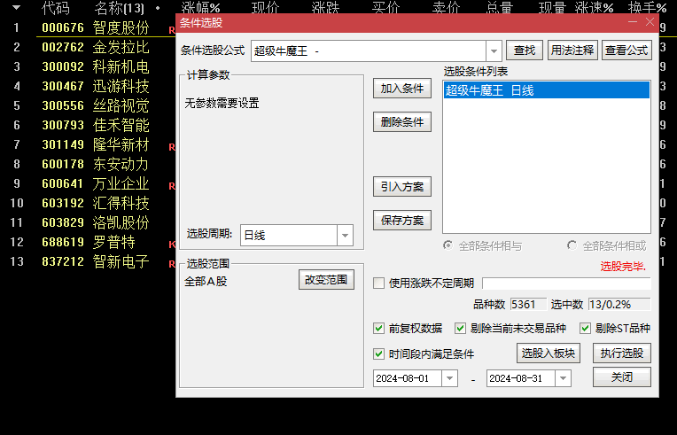 金钻改版【超级牛魔王】副图/选股指标，具备买入卖出两大精准点，捕捉牛股沸腾瞬间，把握高位获利点！