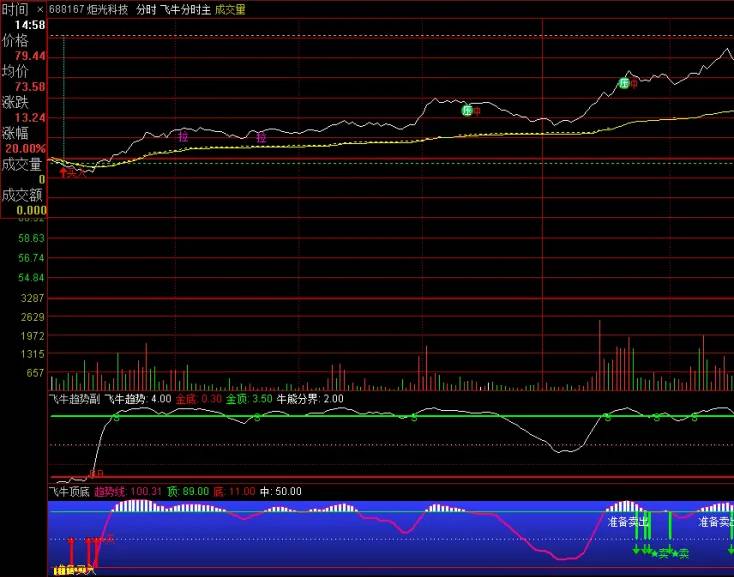 【飞牛分时】套装指标，标记出市场的短期高点与低点，传递精确的买卖信号