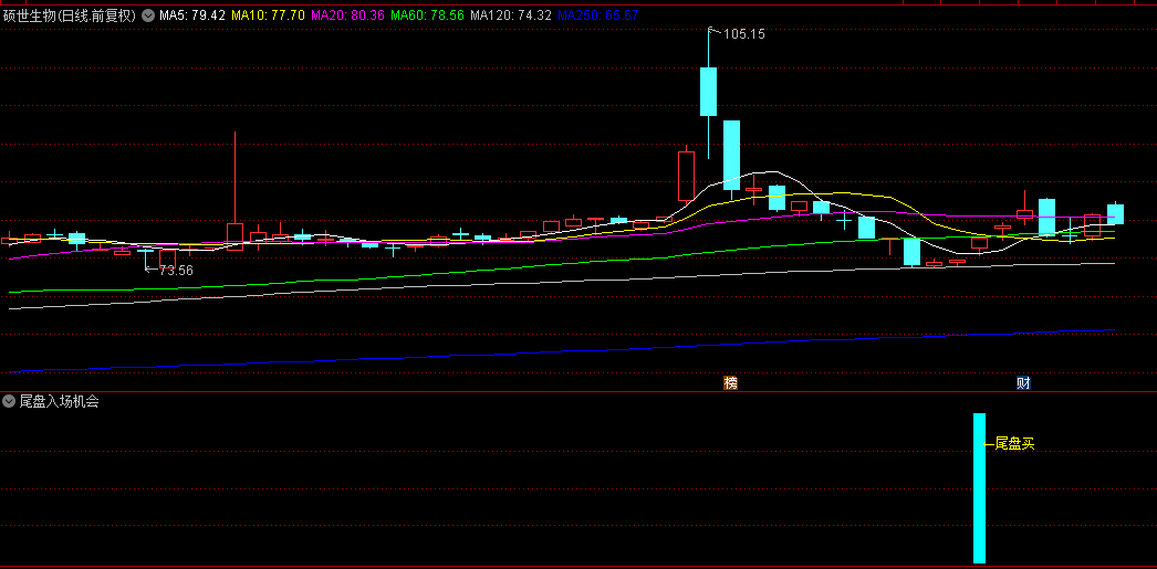 通达信【尾盘入场机会】副图+选股指标，低位起涨，第二天冲高获利了结