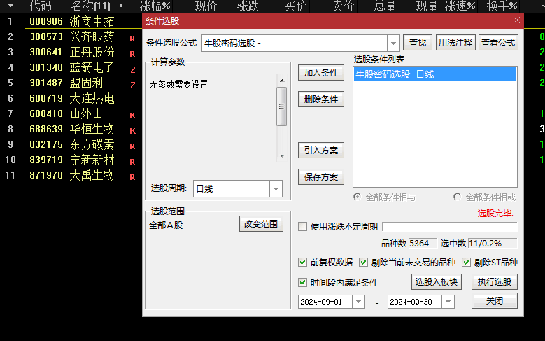 超牛的【牛股密码】副图+选股指标，源于实战总结，揭示擒妖密码，胜率85.55%