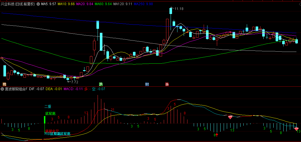 【斐波那契组合】副图/选股指标，斐波那契数列+MACD+RSI，预警反转的关键时刻！