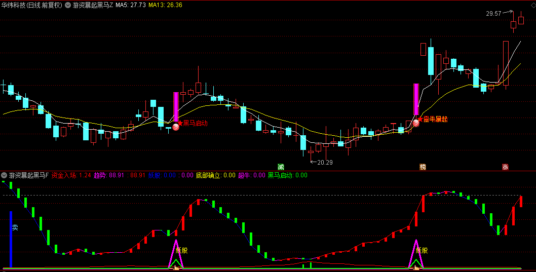 【游资暴起黑马】主图+副图+选股指标，游资强势爆发，抓住黑马股启动机会！