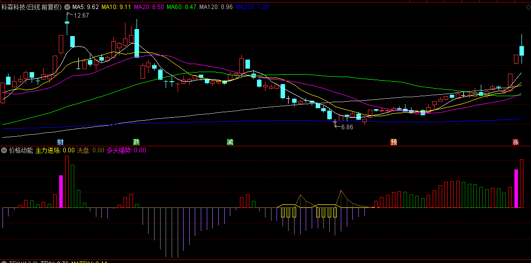 【价格动能】副图指标，适合高抛低吸，辨趋势，提前埋伏，源码无密